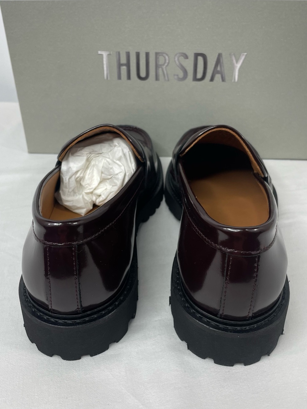Thursday Boot Co Penny Burgundy Leather Lug Loafers Women’s 9 New - Picture 4 of 10